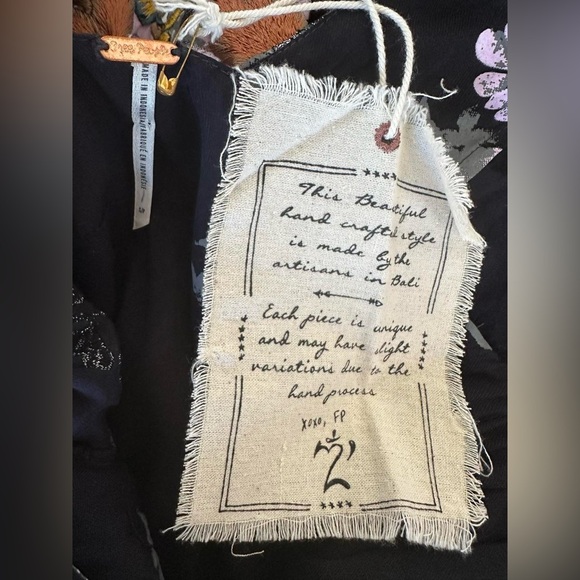 NWT Free People Black floral embroidered cocktail hour wrap dress S - Picture 7 of 7